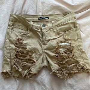 Khaki cutout shorts